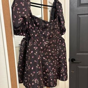 Anthropologie Maeve Brown Floral Dress with Pink Accents